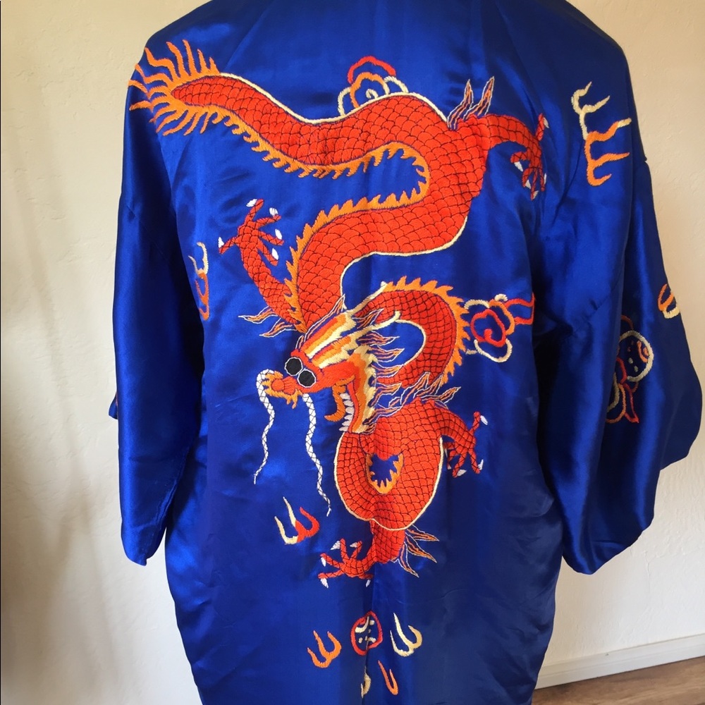 Kimono vintage silk electric Blue gorgeous!